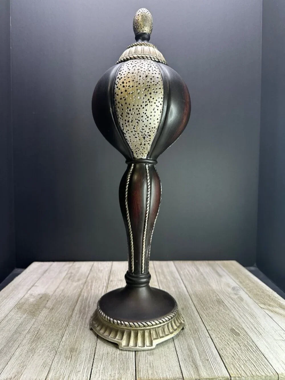 Vtg Decor Bronze Black Finial Accent Piece 16